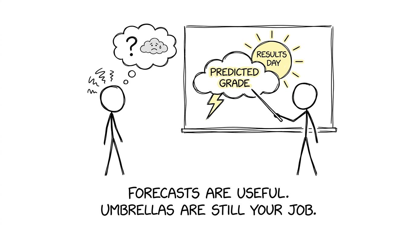A predicted grade portrayed as a weather forecast before results day