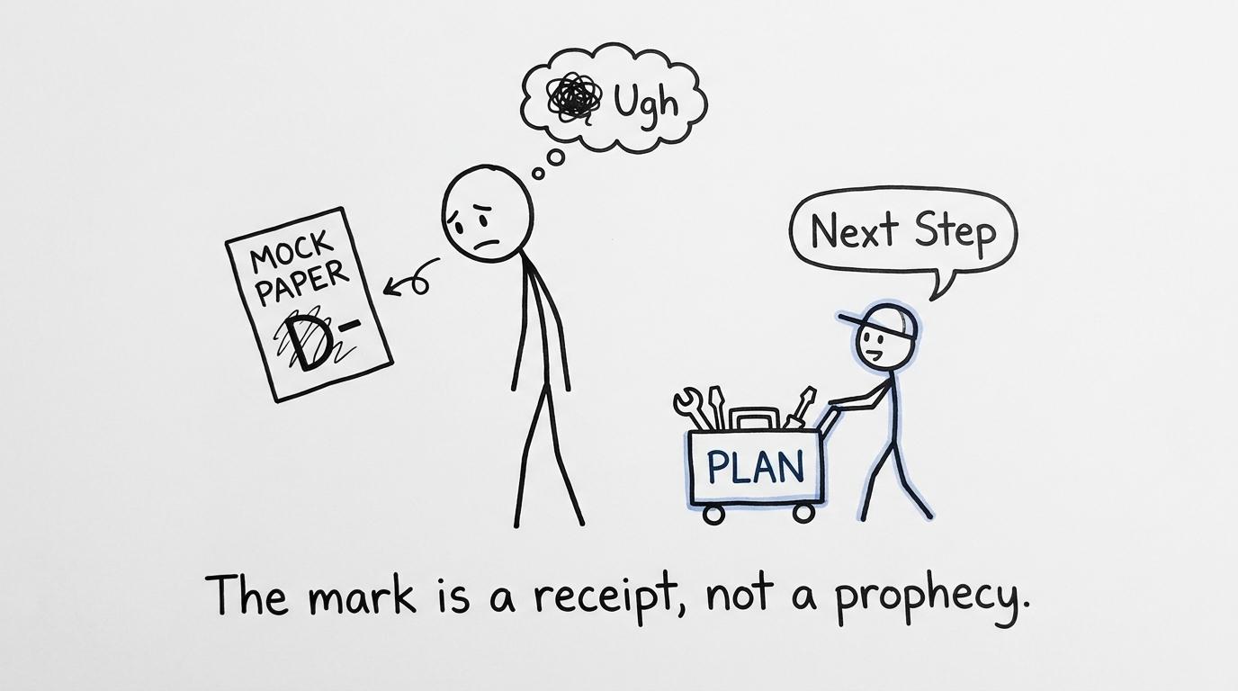 A student discovers that a mock mark is a receipt rather than a prophecy