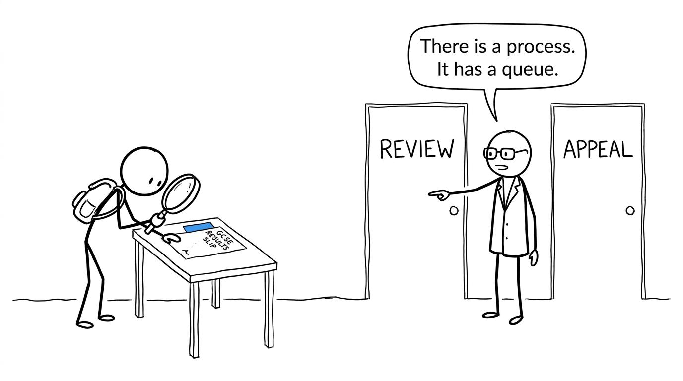 A student choosing between a review and an appeal