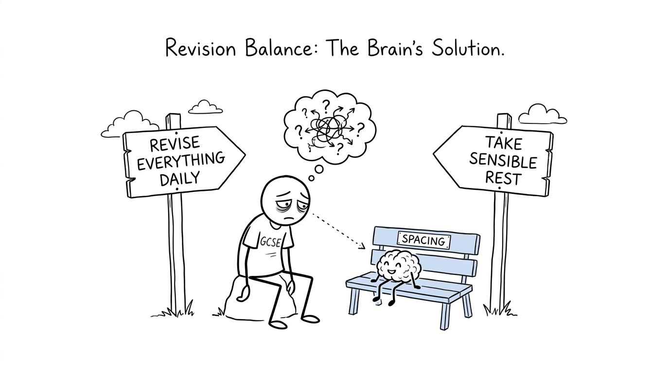 A student choosing between relentless revision and sensible spacing