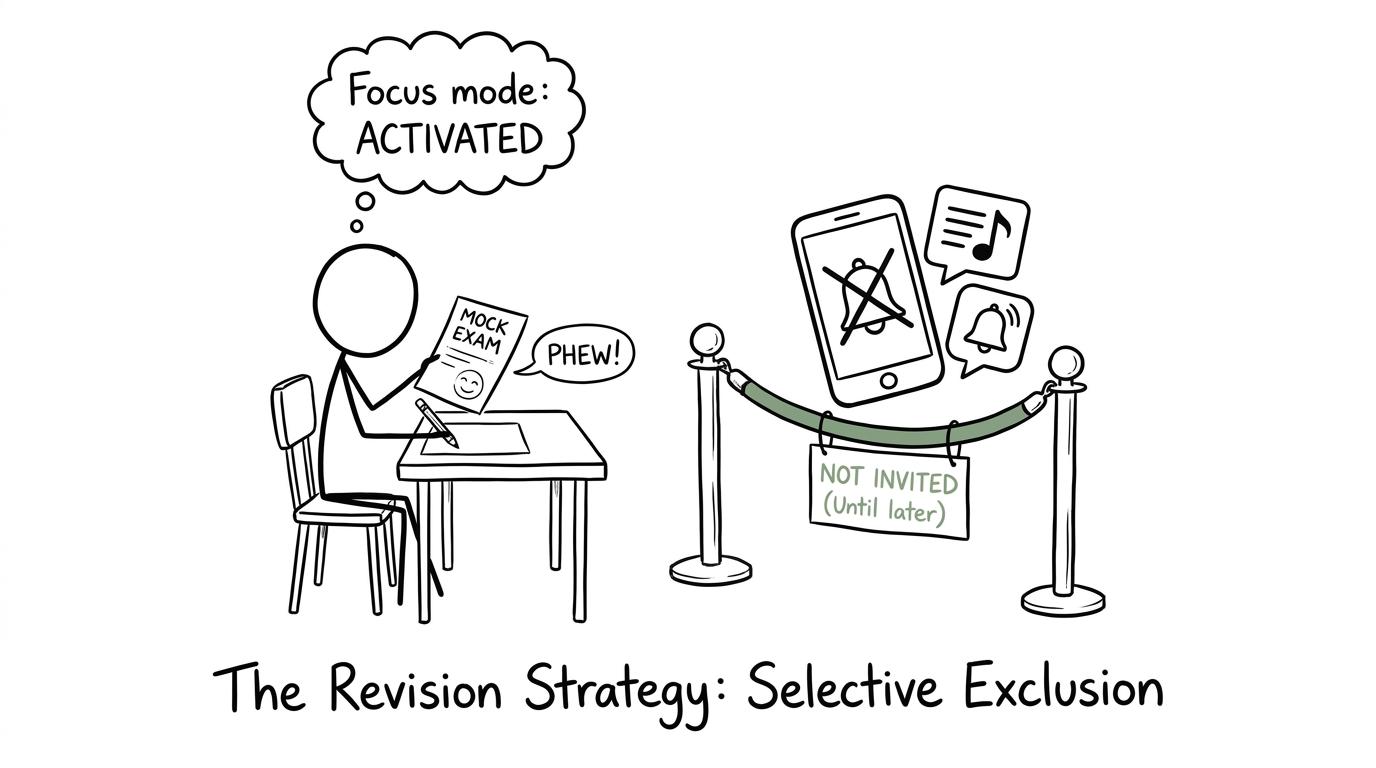 A mock examination keeps phones, playlists and notifications behind a velvet rope