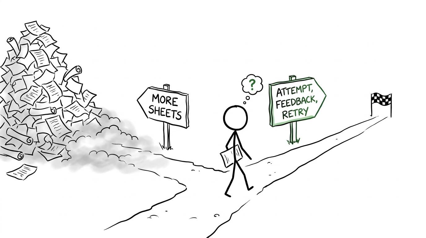 The useful revision path runs through attempt, feedback and retry