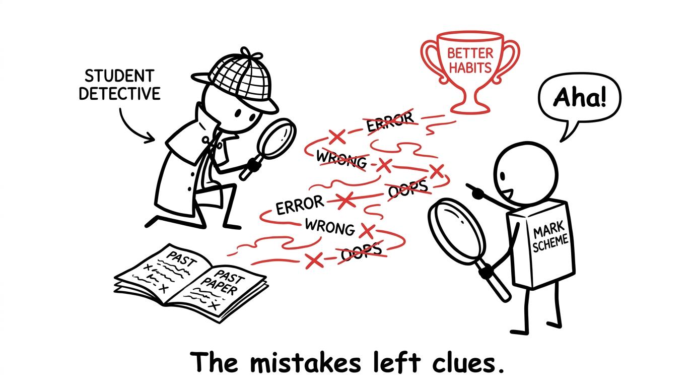 A student detective following mistakes towards better revision habits