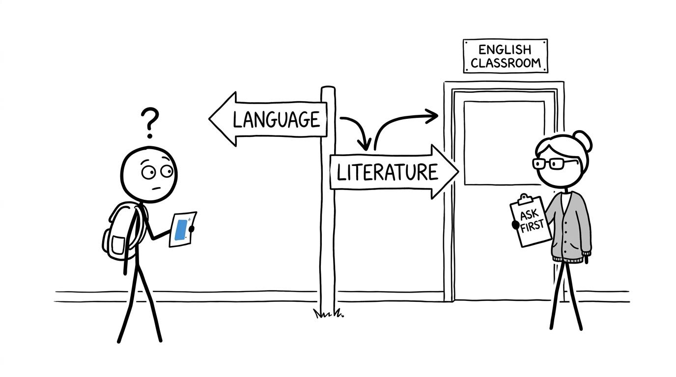 A student discovers that Language and Literature may lead to the same English classroom