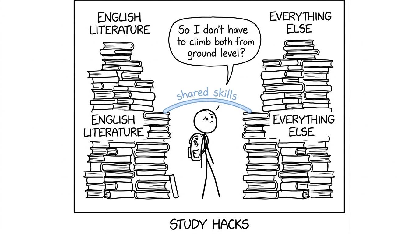 A student discovers a shared-skills bridge between revision piles