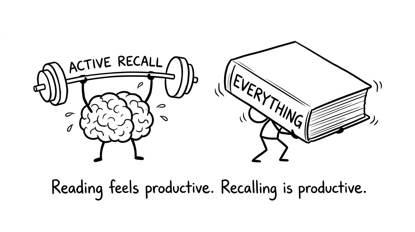 Reading feels productive. Recalling is productive.