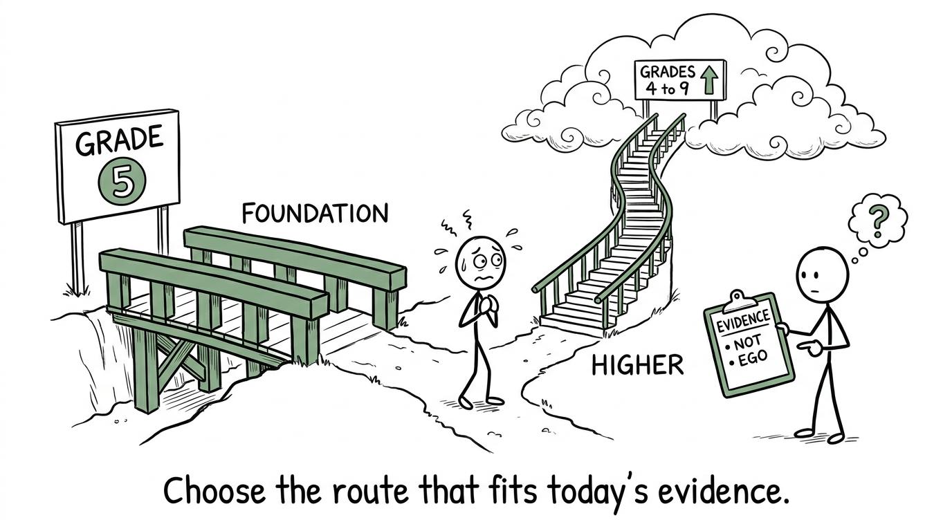 A student choosing between Foundation and Higher using evidence rather than ego