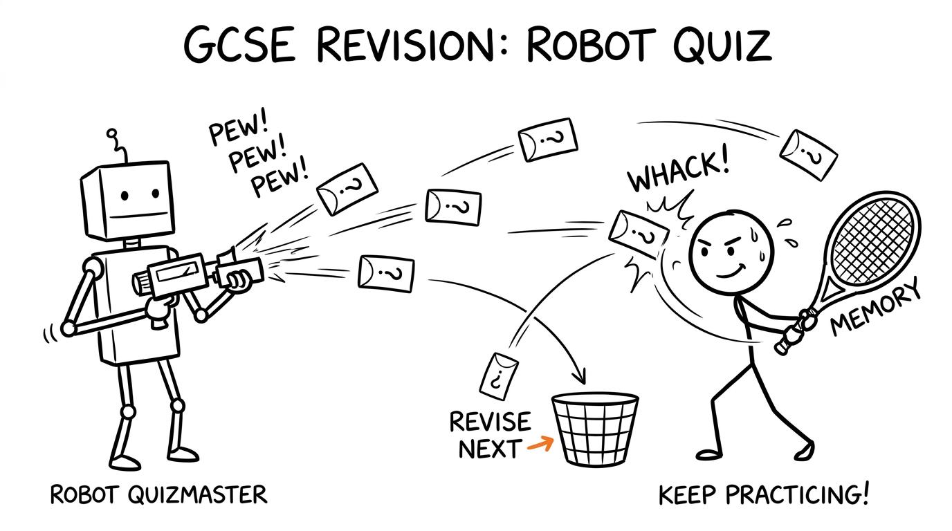 A robot quizmaster turns mistakes into a clear revise-next list