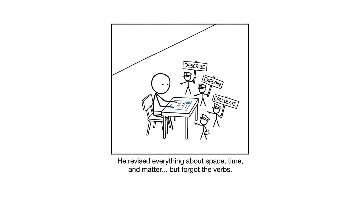 A student has revised the universe but not the command words