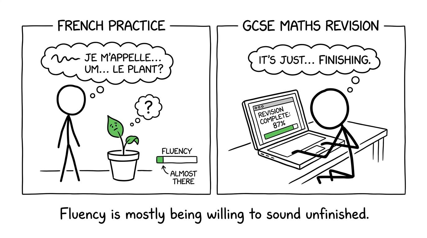 French speaking practice and maths revision make progress side by side