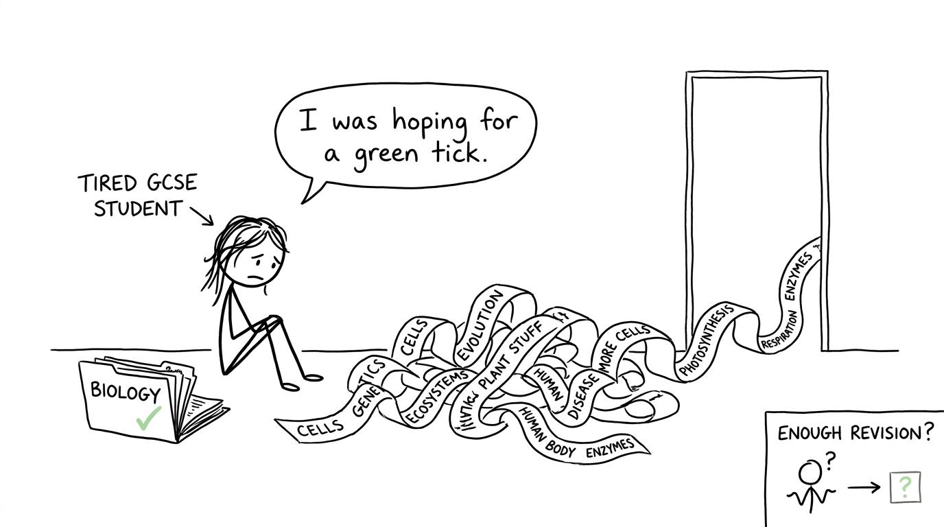 A student discovers that the Biology topic list is longer than expected