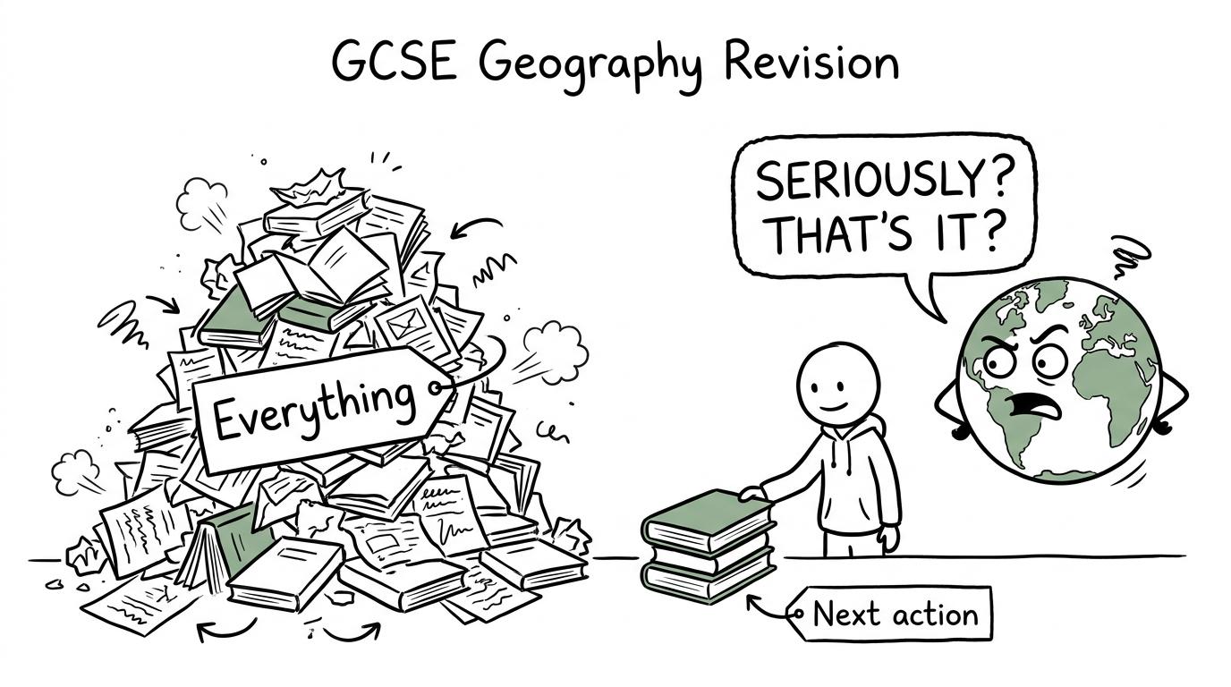 A student chooses a small next-action pile instead of an enormous everything pile