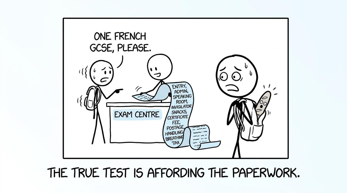 A private GCSE candidate receives a surprisingly long exam-centre receipt