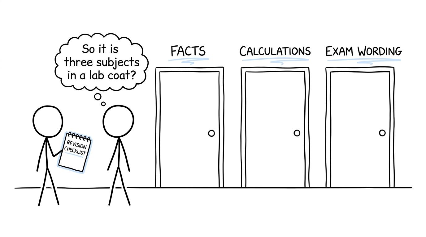 Two students face the three doors of GCSE revision difficulty