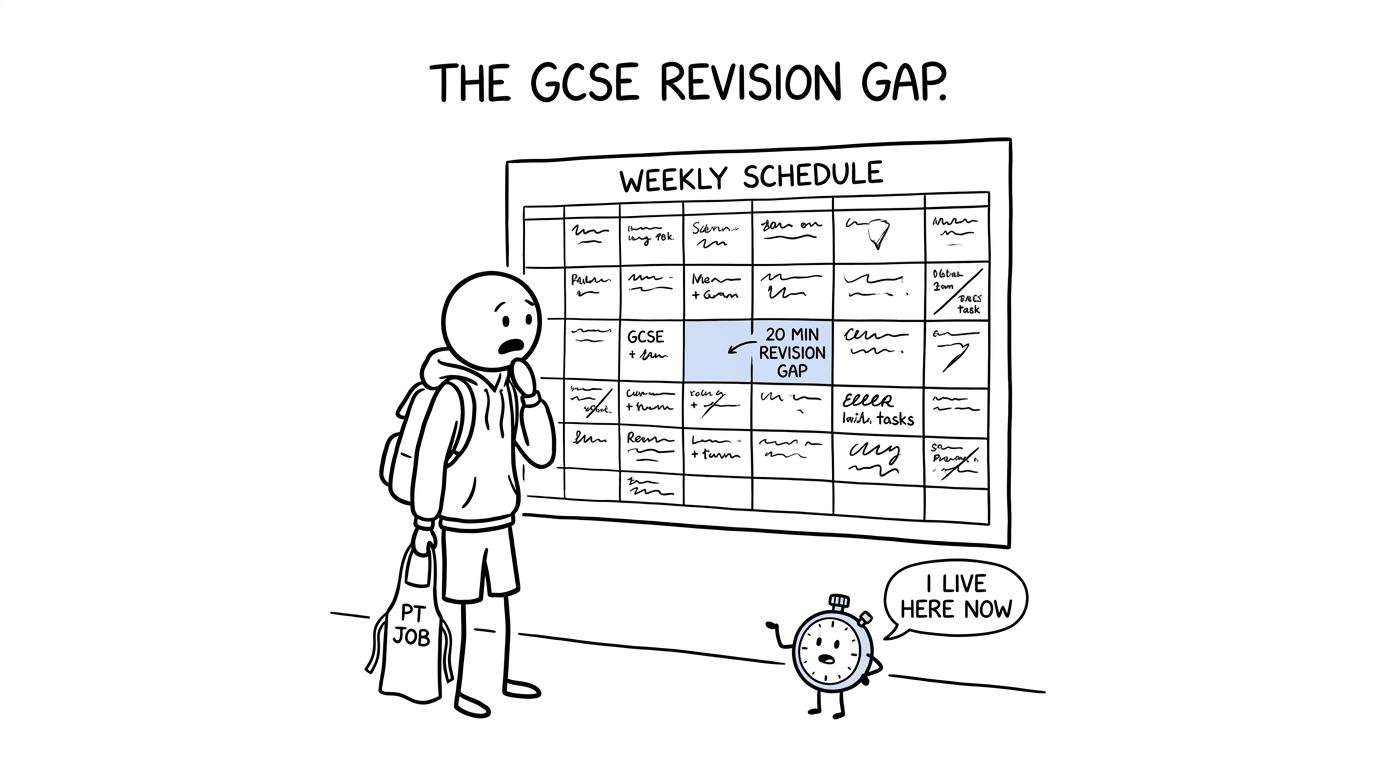 A busy GCSE student discovers a tiny revision gap in a crowded calendar