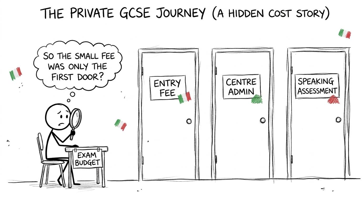 A private candidate discovers that the exam entry fee is only the first of several doors