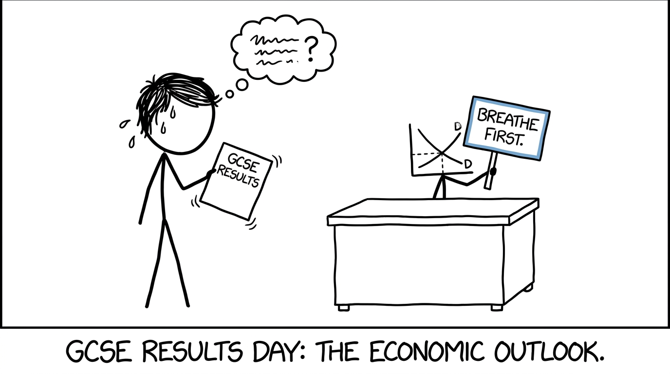 A nervous student is reminded to breathe before opening an Economics results envelope