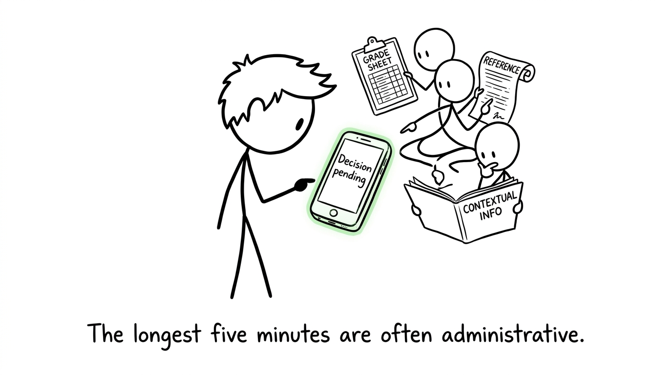 Admissions staff carefully review a pending results-day decision