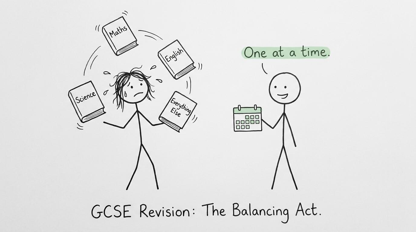 A revision planner calmly rescues a student juggling every GCSE subject