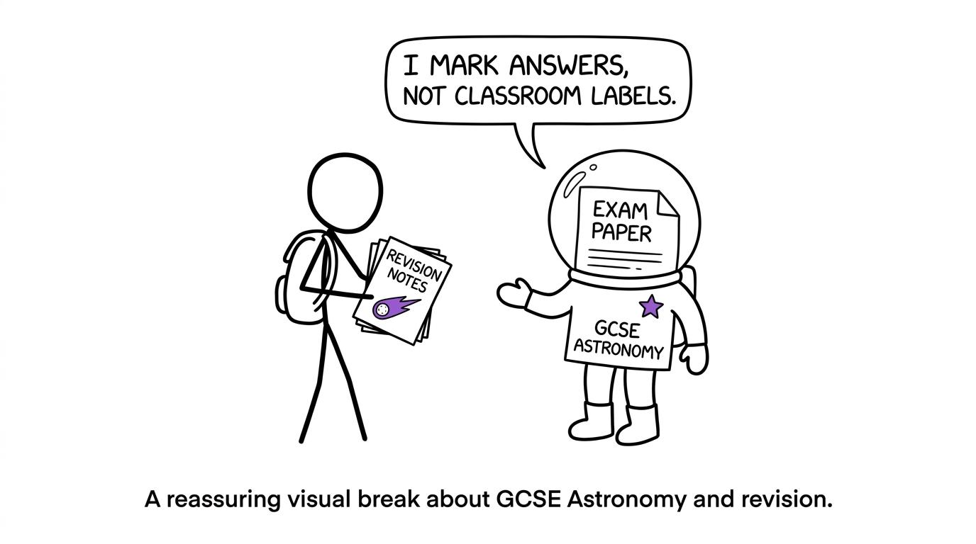 An astronaut exam paper explains that it marks answers rather than classroom labels