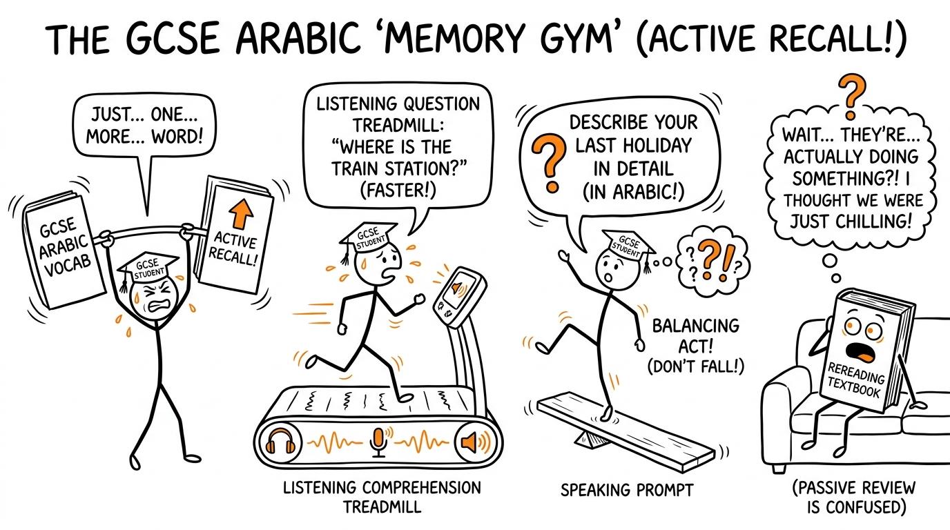 A textbook looks surprised by the student's memory workout