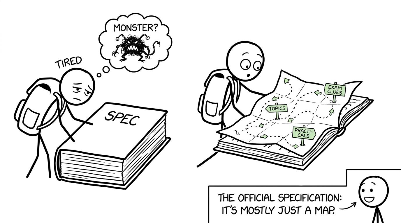 A student discovers that the specification is a treasure map rather than a monster