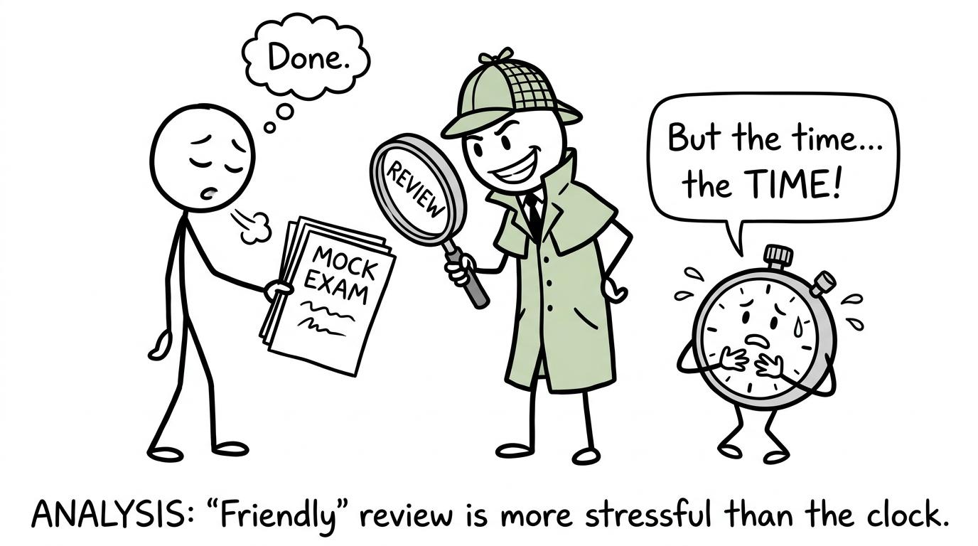A student detective investigates a completed practice paper