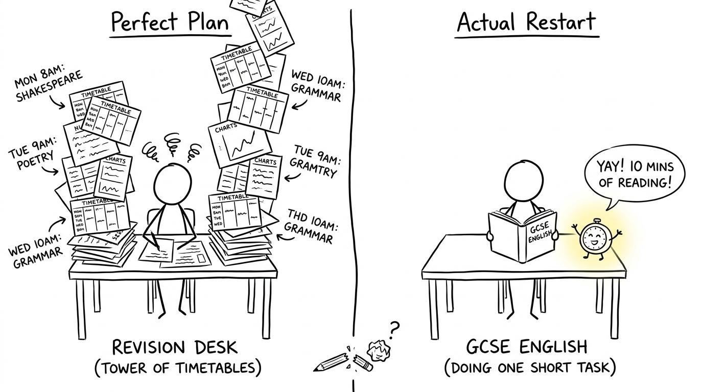 A huge perfect timetable loses to one small revision task that is actually being completed