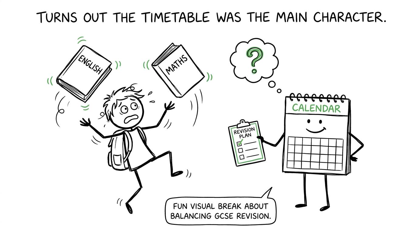A student discovers that the revision timetable is the main character