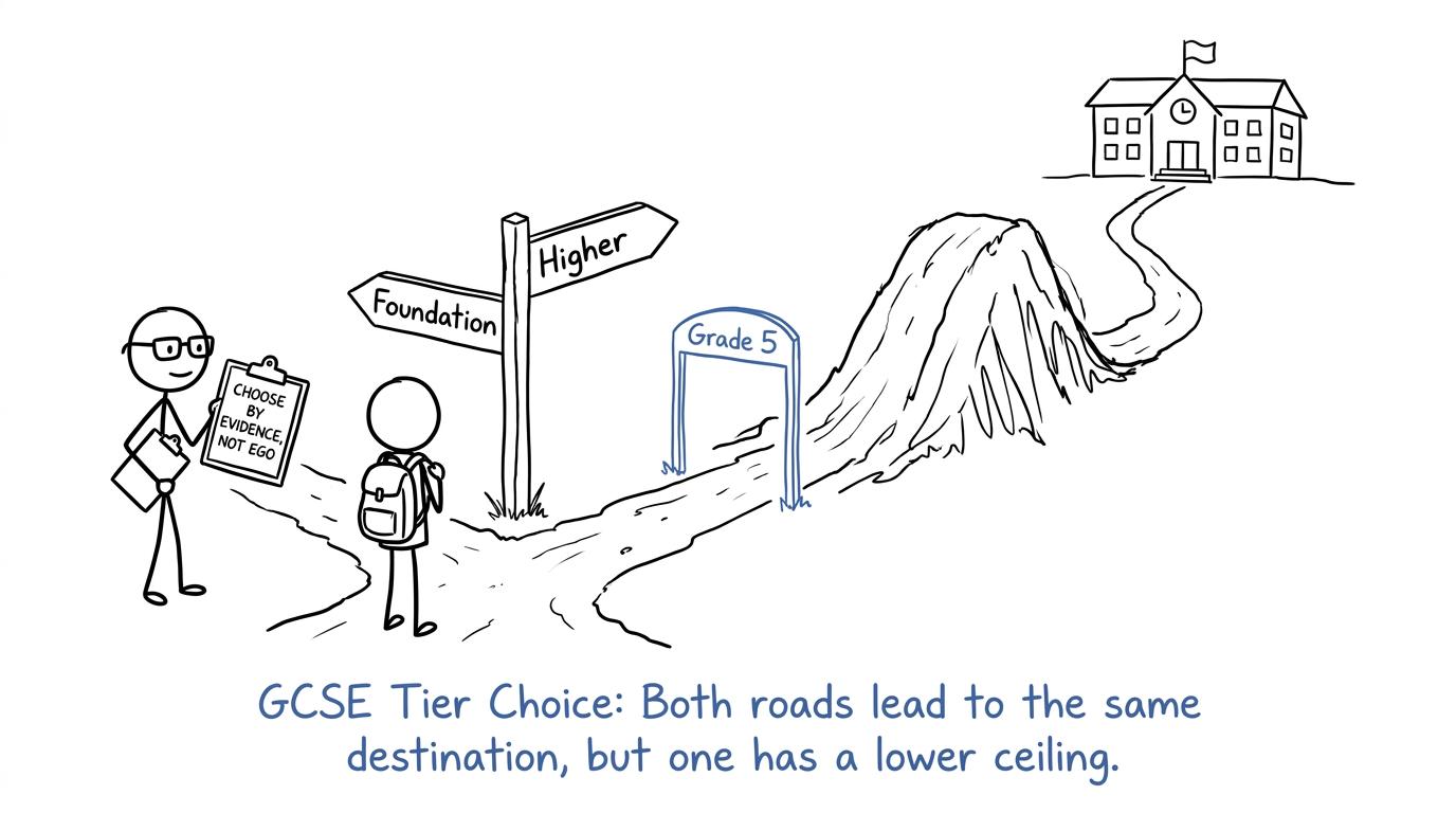 A student choosing between Foundation and Higher paths using evidence rather than ego