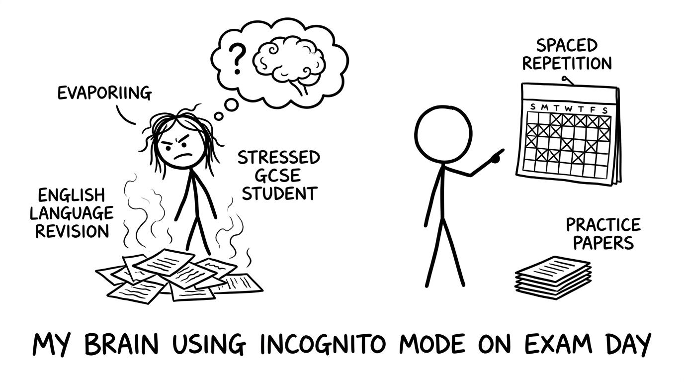 A stressed student and spaced repetition calendar