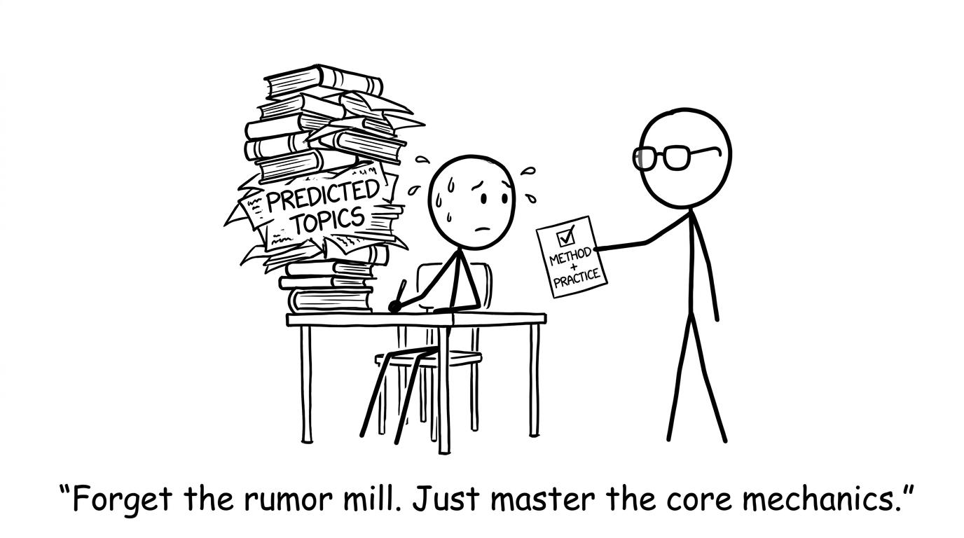 A student balancing “Predicted Topics” vs a checklist