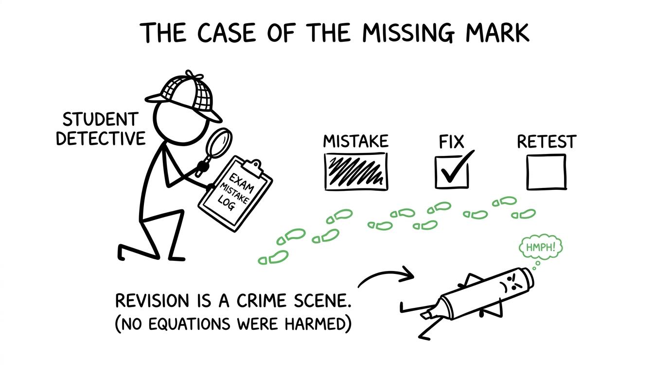 A student detective follows clues from a revision mistake to a fix and retest