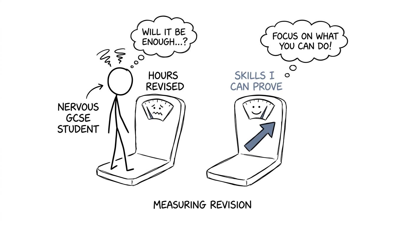 A student compares revision hours with skills they can actually prove