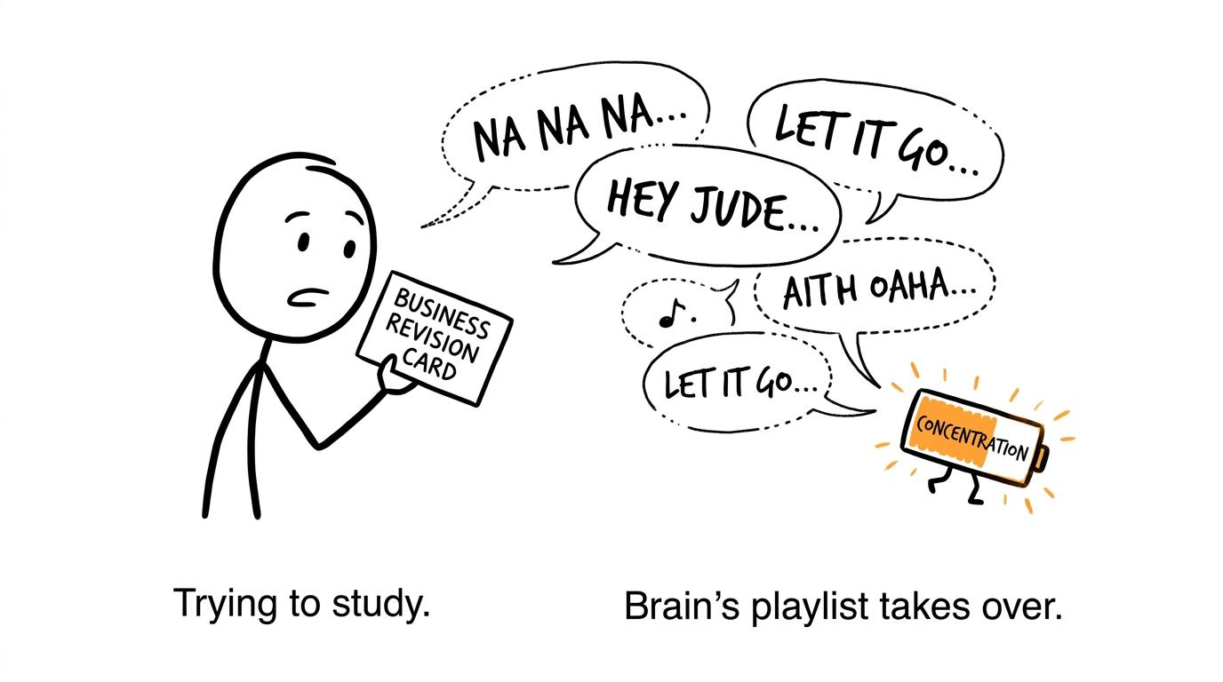 Song lyrics running away with a student's concentration battery