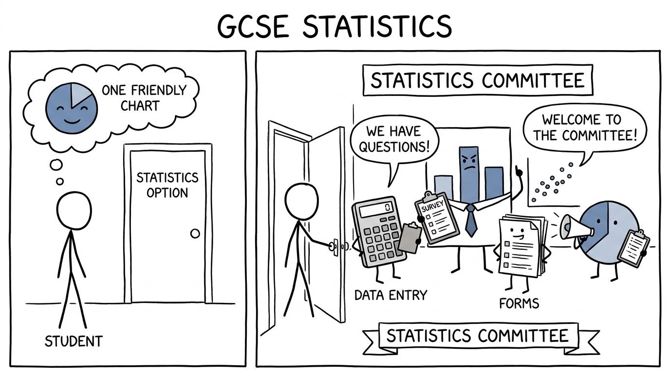 A student discovers that the Statistics option contains rather more than one friendly pie chart