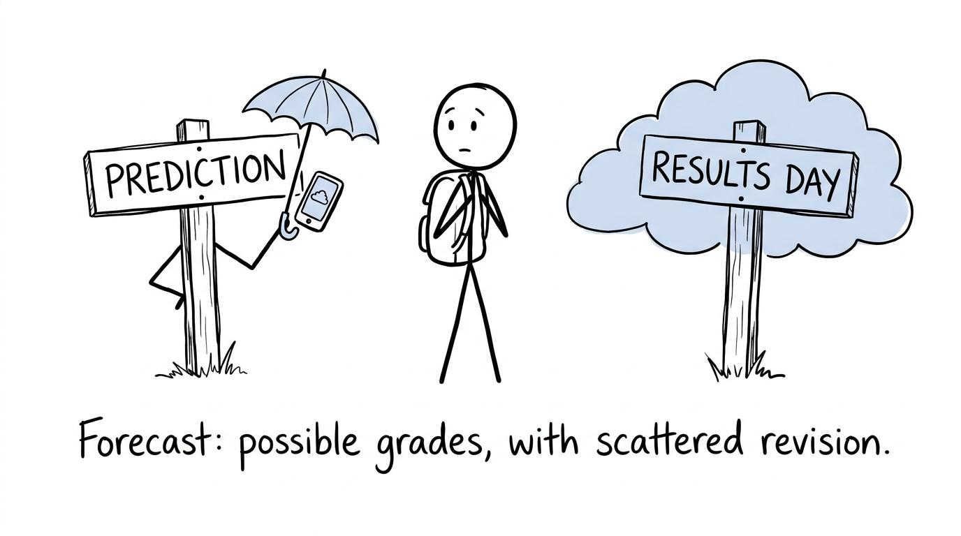 A student watches a predicted-grade weather forecast
