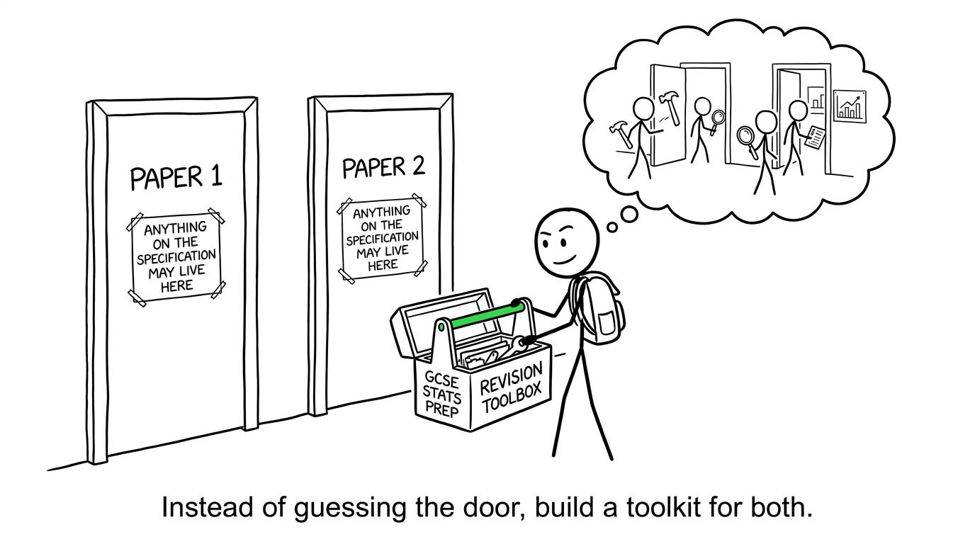 Two papers explain that anything from the specification may be behind either door