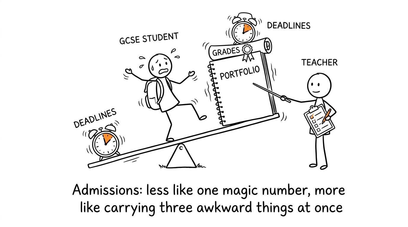 A student balances a portfolio, grades and application deadlines