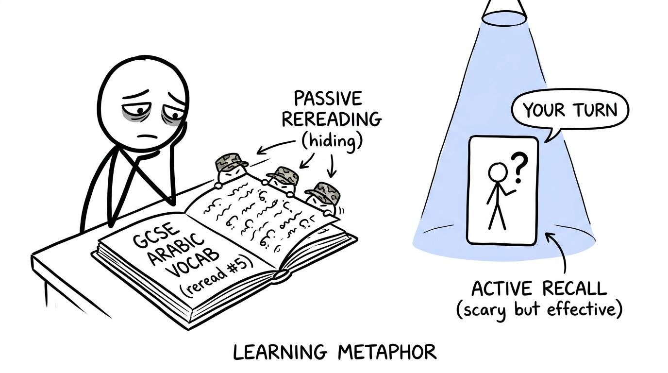 A vocabulary notebook discovers that flashcards expect answers