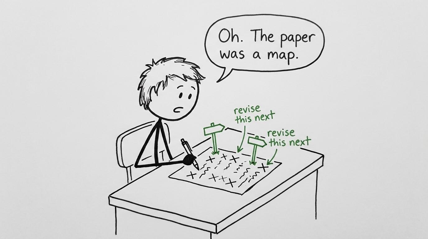 A marked paper becomes a revision map