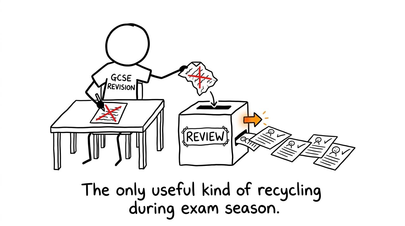 A revision machine recycles mistakes into stronger answers