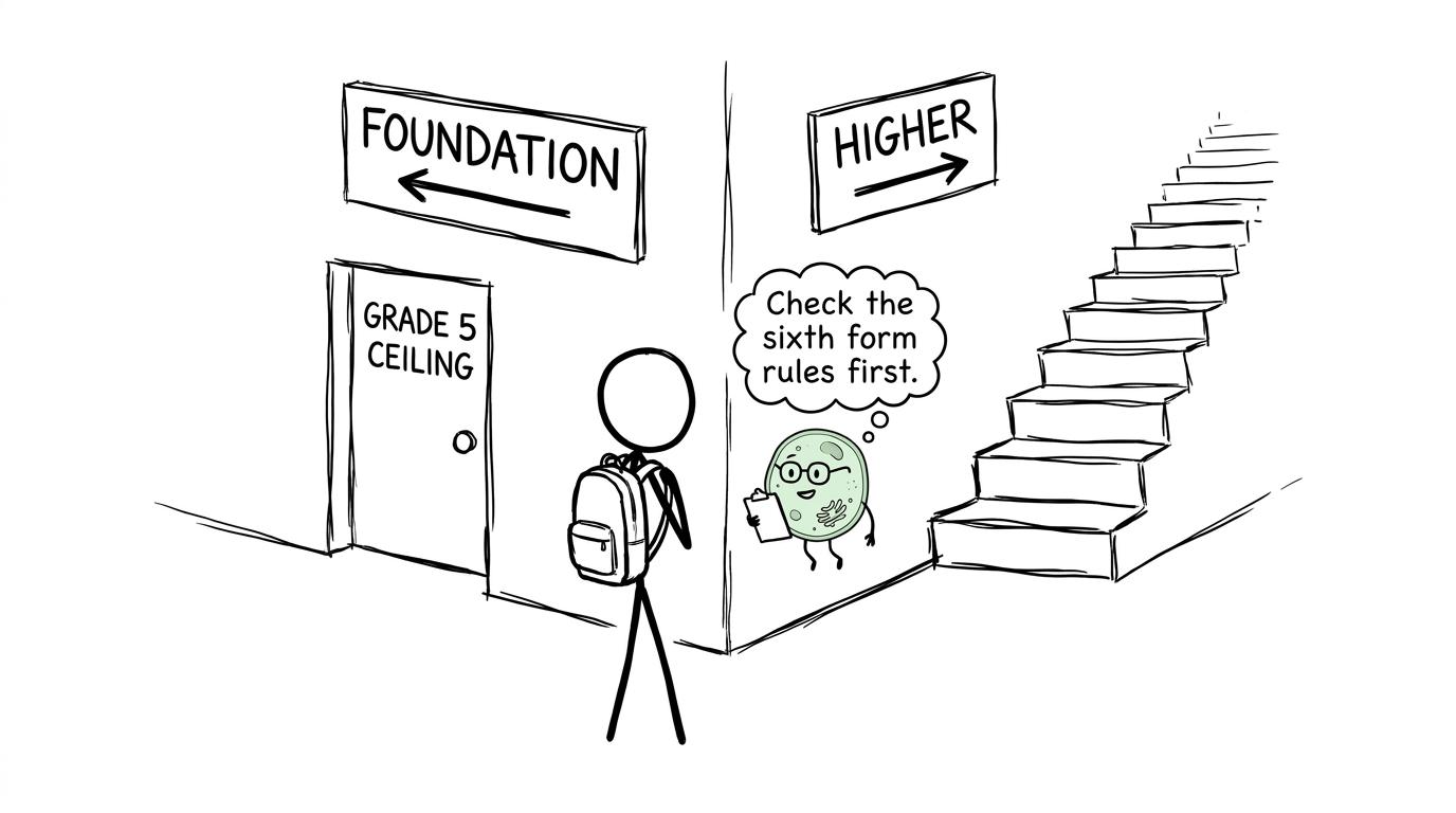 A student choosing between Foundation and Higher Biology routes