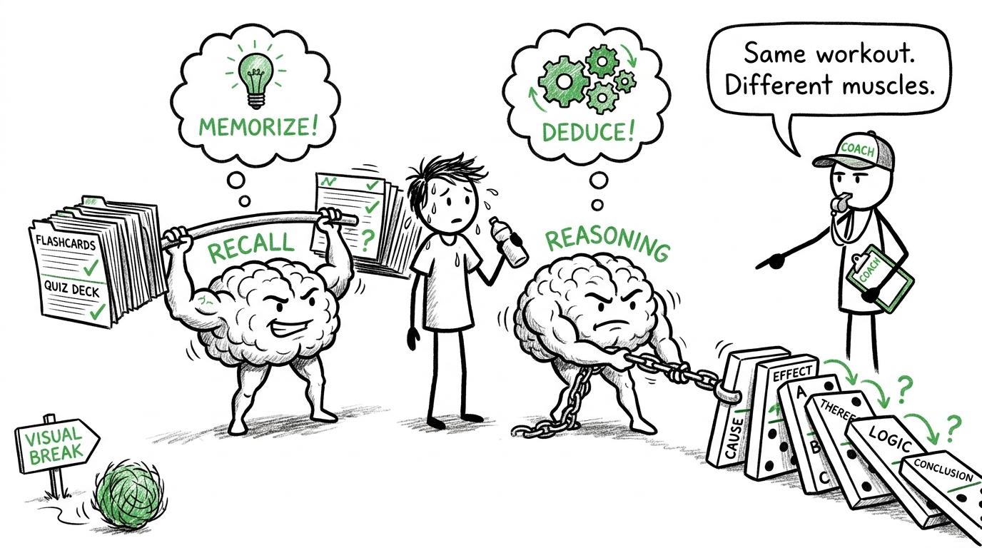 Recall and reasoning train together in a cartoon brain gym