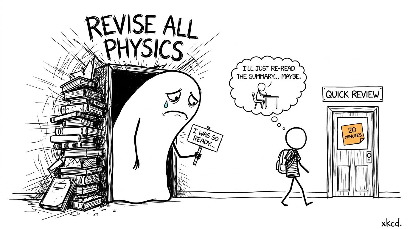 A student choosing a manageable revision door instead of revising everything