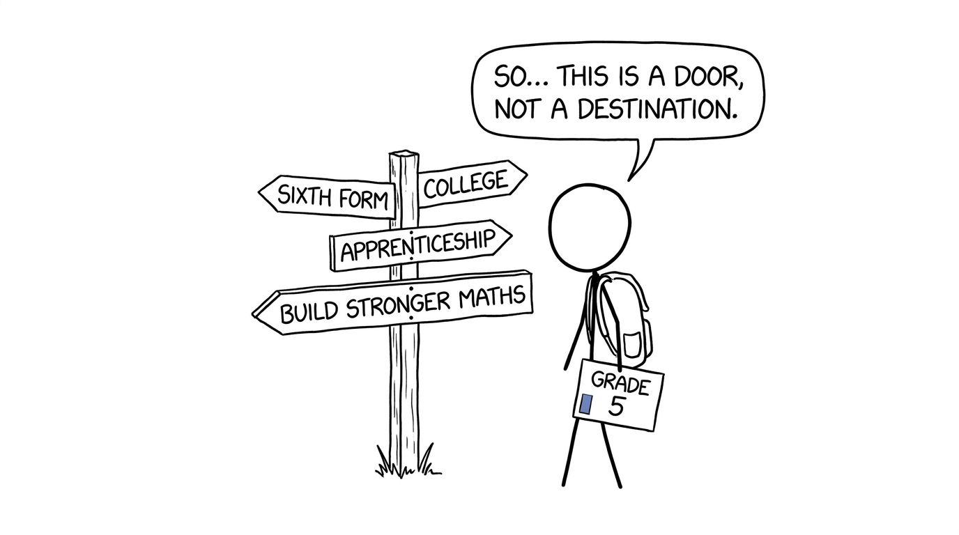 A student discovers that a grade 5 is a door rather than a destination