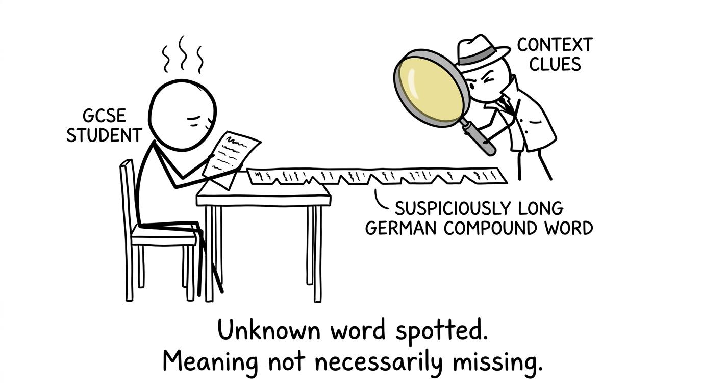 A detective investigates an unfamiliar German word using context clues