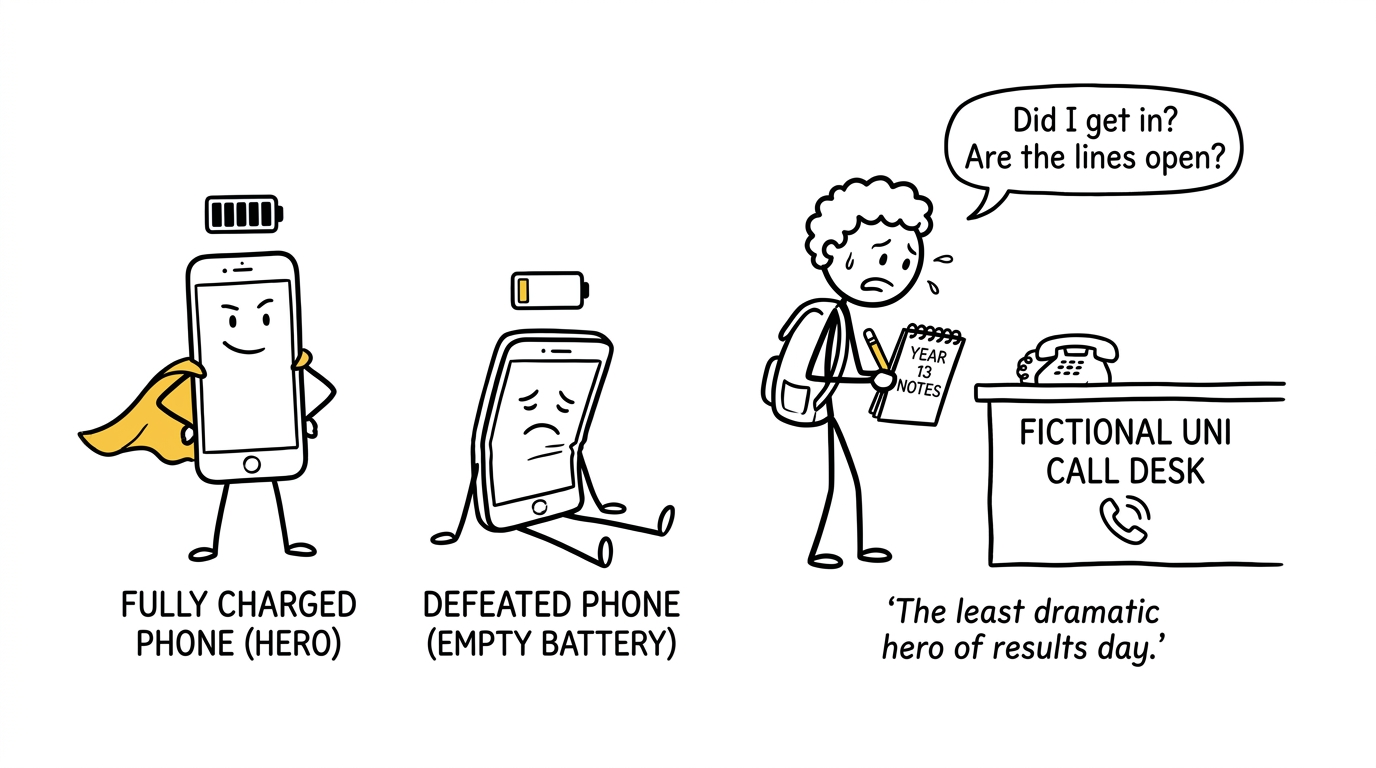 A fully charged phone acting as the quiet superhero of results day