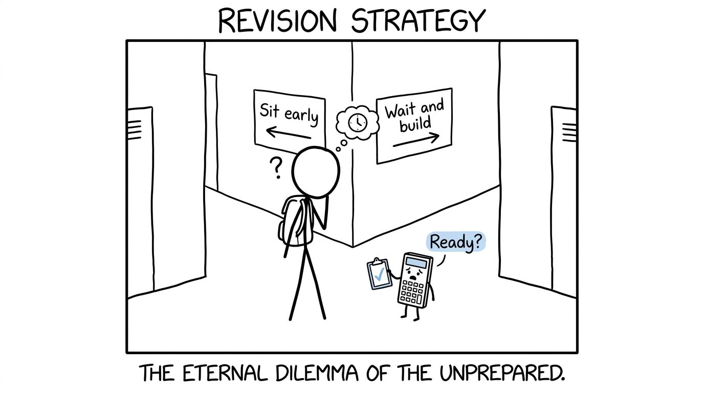 A student choosing between sitting early and waiting to build readiness