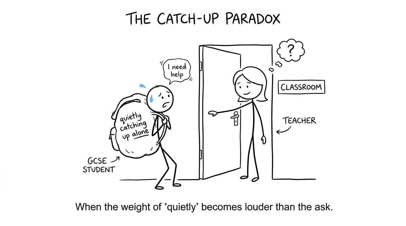 A student weighs up asking for help against carrying the burden alone